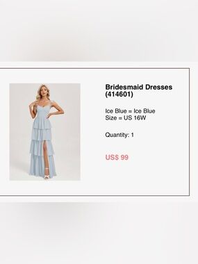 JJs House Ice Blue Tiered Ruffle Maxi Dress with Slit